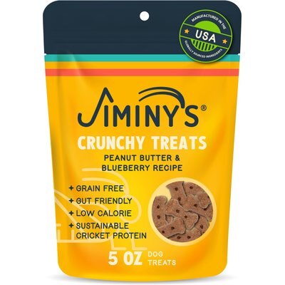 Jiminy's Jiminy's Grain-Free Cricket Cookie Peanut Butter & Blueberry Recipe Dog Treats, 5-oz bag, 1 count