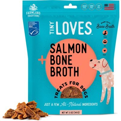 Farmland Traditions Farmland Traditions Tiny Loves Salmon with Bone Broth Flavored Jerky Dog Trainer Treats, 5-oz pouch