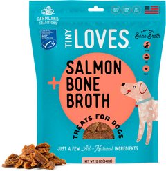 Farmland Traditions Tiny Loves Salmon with Bone Broth Flavored Jerky Dog Trainer Treats, 12-oz pouch