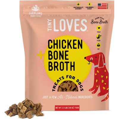 Farmland Traditions Farmland Traditions Tiny Loves Chicken with Bone Broth Flavored Jerky Dog Trainer Treats, 2.5-lb bag