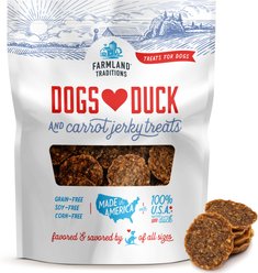 Farmland Traditions USA Dogs Love Duck & Carrots Grain-Free Jerky Dog Treats, 13.5-oz bag