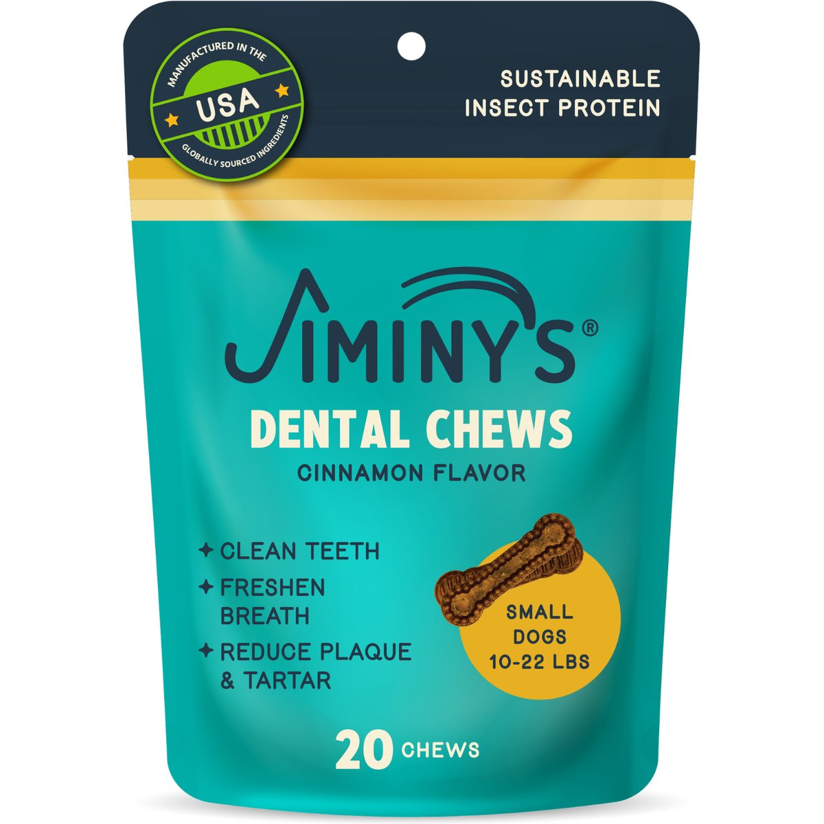 Jiminy's Dog Dental Chew Treat, Small, 20 count