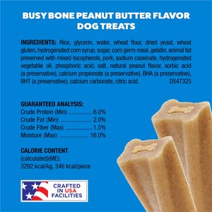 Busy Bone Peanut Butter Flavor Long-Lasting Chew Dog Treats, 10 count pouch