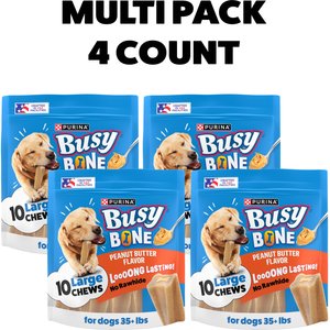 Busy Bone Peanut Butter Flavor Long-Lasting Chew Dog Treats, 10 count pouch