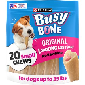 Busy Bone Long Lasting Rawhide-Free Real Meat Small Dog Treats, 20 count