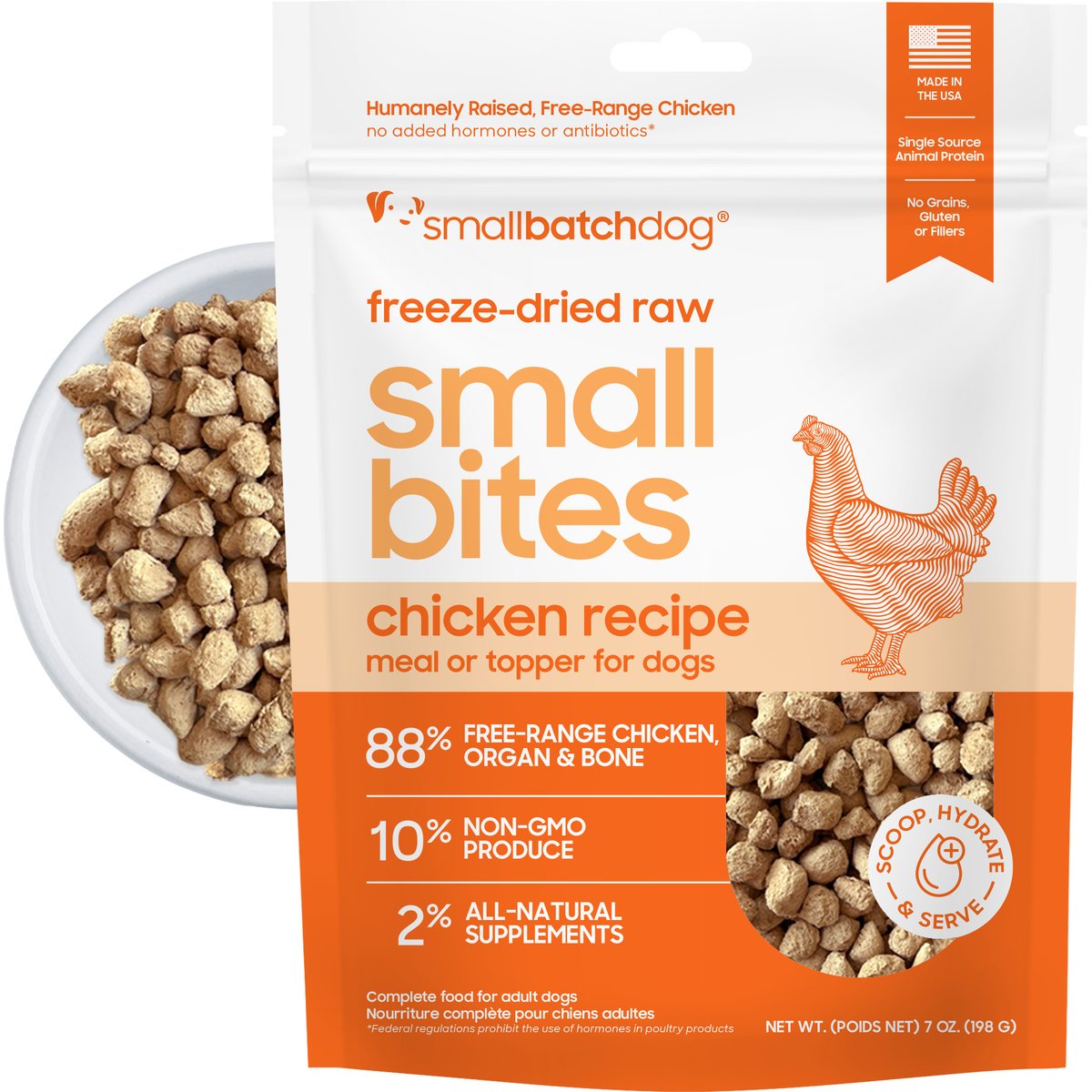 Smallbatch Pets Freeze-Dried Chicken Small Bites Dog Food, 7-oz bag