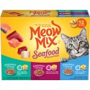 Meow Mix Savory Morsels Seafood Favorites Variety Pack Cat Food, 2.75-oz cup, case of 12