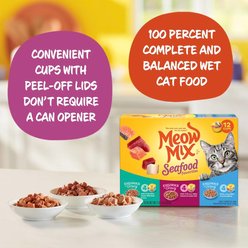 Meow Mix Savory Morsels Seafood Favorites Variety Pack Cat Food, 2.75-oz cup, case of 12 slide 2 of 6