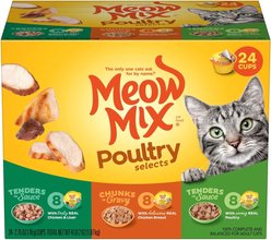 Meow Mix Poultry Selections Variety Pack Wet Cat Food, 2.75-oz cup, case of 24
