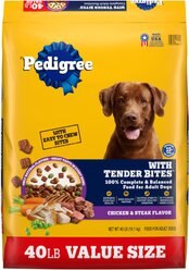 Pedigree Tender Bites Complete Nutrition Chicken & Steak Flavor Dry Dog Food, 40-lb bag