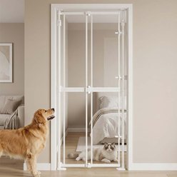 Unipaws Extra Tall Width Adjustable Transparent Dog Gate, White