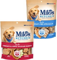 Milo's Kitchen Chicken Meatballs + Chicken & Apple Sausage Slices Dog Treats