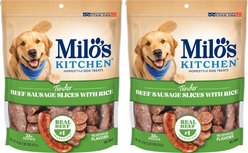 Milo's Kitchen Beef Sausage Slices with Rice Dog Treats, 36-oz bundle