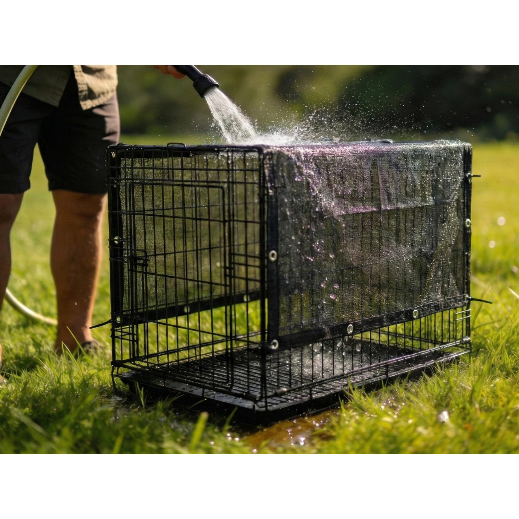 NonoPets Sun Shade Dog Kennel Playpen, Chicken Coop Cover Netting Cloth with Grommets, Black, 6 x 4-ft