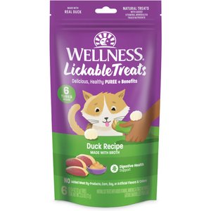 Wellness Lickable Treats Duck Recipe Cat Treats, 0.4-oz pouch, pack of 6