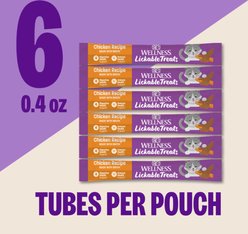 Wellness Lickable Treats Chicken Recipe Natural Cat Treats, 0.4-oz pouch, pack of 6 slide 2 of 9