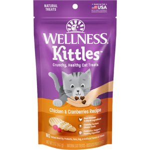 Wellness Kittles Natural Grain-Free Chicken & Cranberries Crunchy Cat Treats, 2-oz bag