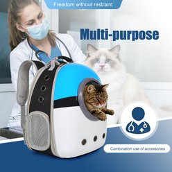 Halinfer Hardshell Bubble Window Dog Carrier Backpack for Puppies & Cats with Back Tent Extension, Medium, Black & Blue slide 2 of 7