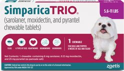 Simparica Trio Chewable Tablet for Dogs, 5.6-11.0 lbs, (Purple Box), 1 Chewable Tablet (1-mo. supply)