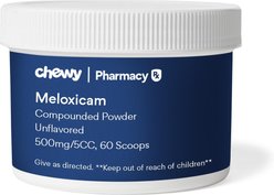 Meloxicam Compounded Unflavored Powder, 500mg/5CC scoop, 60 scoops for Veterinary use