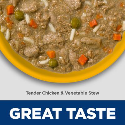 Show full view: Hill's Science Diet Adult Sensitive Stomach & Sensitive Skin Tender Chicken & Vegetable Stew Wet Dog Food, 12.5-oz can, 12 count slide 6 of 12
