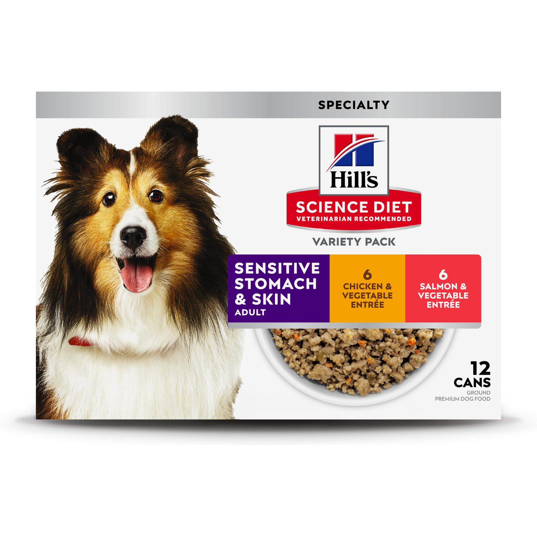 Hill's Science Diet Sensitive Stomach & Sensitive Skin Variety Pack Adult Wet Dog Food, 12.8-oz can, 12 count