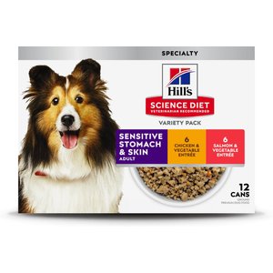 Hill's Science Diet Sensitive Stomach & Sensitive Skin Variety Pack Adult Wet Dog Food, 12.8-oz can, 12 count