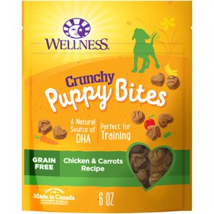Wellness Crunchy Puppy Bites Chicken & Carrots Recipe Grain-Free Natural Dog Treats, 6-oz bag