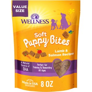 Wellness Soft Puppy Bites Lamb & Salmon Grain-Free Dog Treats, 8-oz pouch