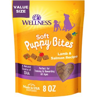 Wellness Soft Puppy Bites Lamb & Salmon Grain-Free Dog Treats, 8-oz pouch slide 1 of 8