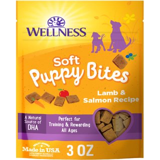 Wellness Soft Puppy Bites Lamb & Salmon Grain-Free Dog Treats, 3-oz pouch slide 1 of 8