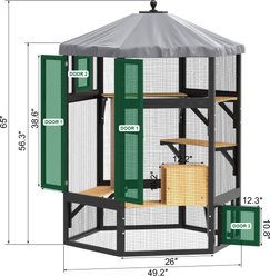 TIMHAKA Wooden Outdoor & Indoor Enclosure 64.96-in Cat Catio with Window Access, Waterproof Cover, Black/Yellow slide 2 of 7