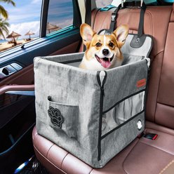 LOOBANI Waterproof Dog Car Booster Seat, Gray, 17 x 15 x 15-in