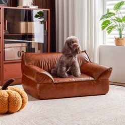 ATJafurn Indoor Leather Sofa Furniture Style Elevated Dog & Cat Couch Bed, Medium