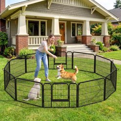 Yaheetech Heavy Duty Metal Dog & Cat Playpen, Black, 24-in, 12-panel