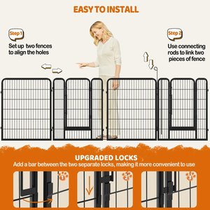 Yaheetech Heavy Duty Metal Dog & Cat Playpen, Black, 40-in, 6-panel