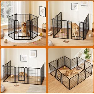 Yaheetech Heavy Duty Metal Dog & Cat Playpen, Black, 40-in, 6-panel