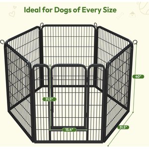 Yaheetech Heavy Duty Metal Dog & Cat Playpen, Black, 40-in, 6-panel