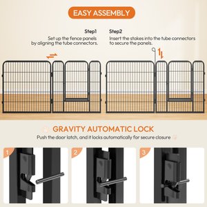 Yaheetech Heavy Duty Metal Dog & Cat Playpen, Black, 32-in, 12-panel