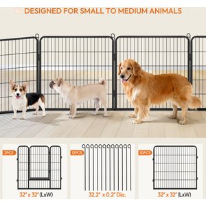 Yaheetech Heavy Duty Metal Dog & Cat Playpen, Black, 32-in, 12-panel