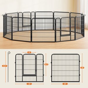 Yaheetech Heavy Duty Metal Dog & Cat Playpen, Black, 32-in, 12-panel