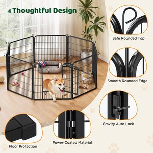 Yaheetech Heavy Duty Metal Dog & Cat Playpen, Black, 32-in, 12-panel