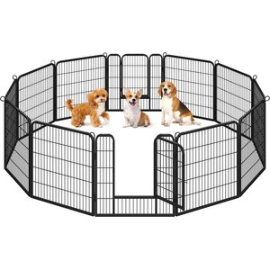 Yaheetech Heavy Duty Metal Dog & Cat Playpen, Black, 32-in, 12-panel
