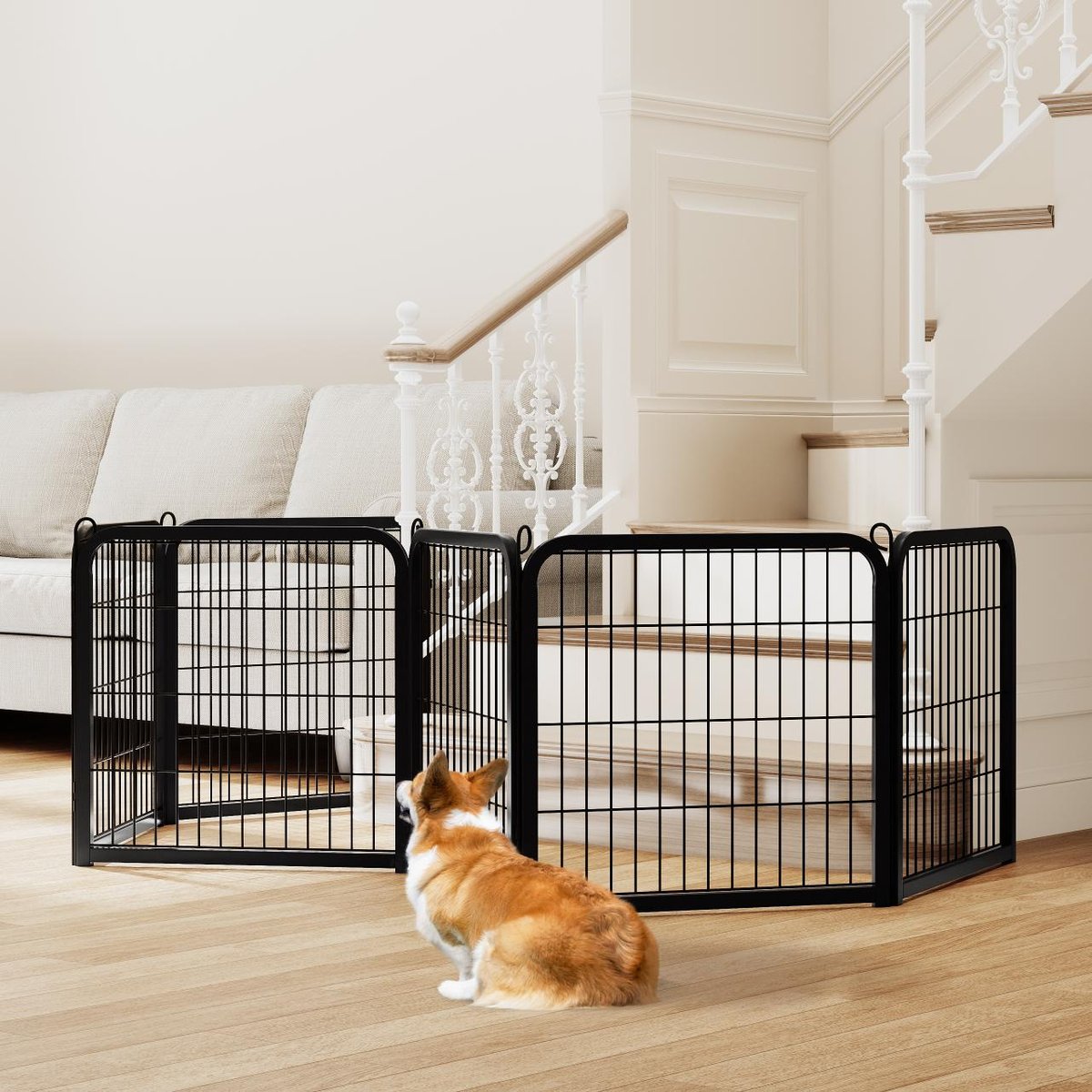 Yaheetech Heavy Duty Metal Dog & Cat Playpen, Black, 24-in, 2-panel