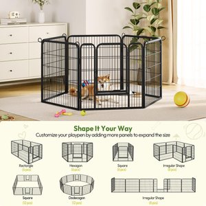 Yaheetech Heavy Duty Metal Dog & Cat Playpen, Black, 32-in, 6-panel