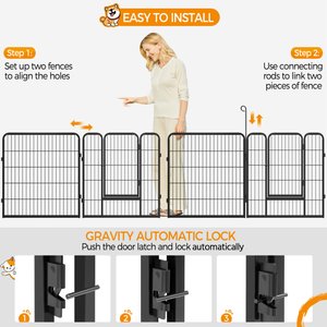 Yaheetech Heavy Duty Metal Dog & Cat Playpen, Black, 32-in, 6-panel