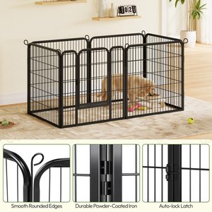 Yaheetech Heavy Duty Metal Dog & Cat Playpen, Black, 32-in, 6-panel