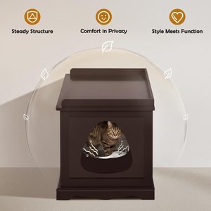Yaheetech Litter Box Furniture Cat House, Espresso, Large