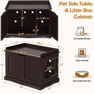 Yaheetech Litter Box Furniture Cat House, Espresso, Large