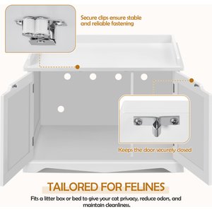 Yaheetech Litter Box Furniture Cat House, White, Large